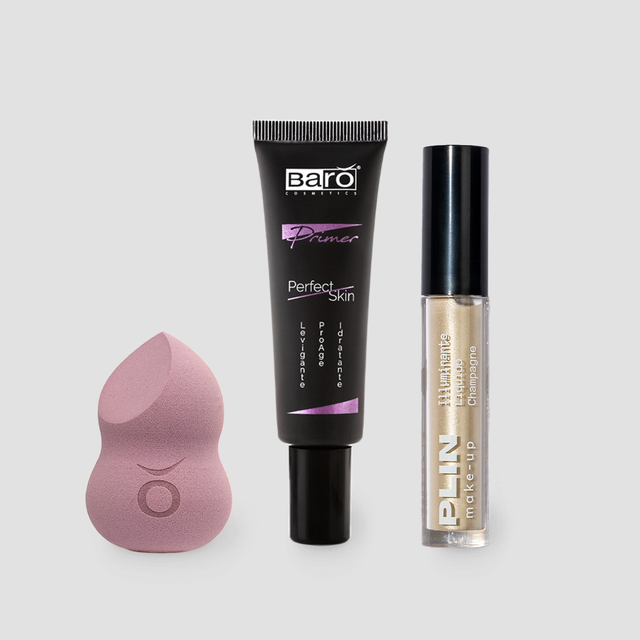 Set Glowy Skin: Primer, Illuminante Liquido Champagne e Spugnetta Make-Up