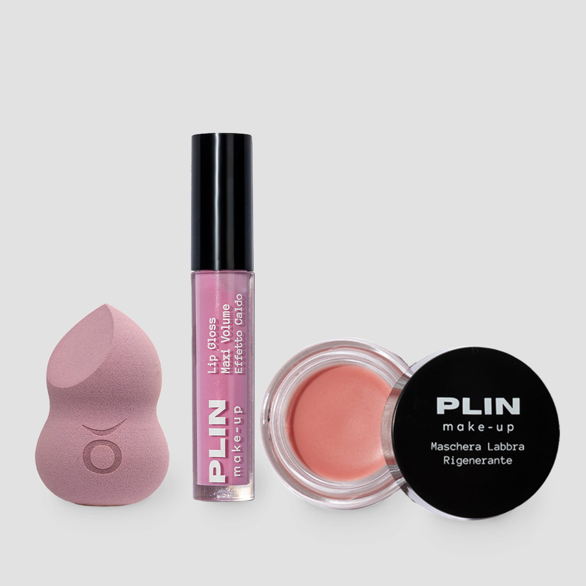 Set Iconic Lips: Lip Gloss Maxi Volume Effetto Caldo, Maschera Labbra e Spugnetta Make-Up