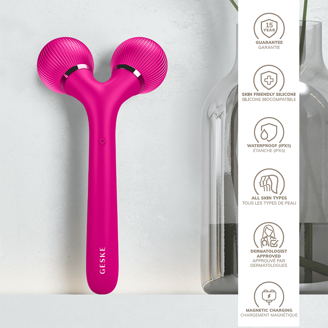 GESKE - Rullo Sonico per Viso e Corpo | 4 in 1 Magenta 