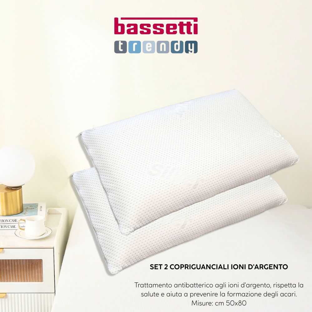 Set 2 copriguanciali ioni d'argento cm 50x80