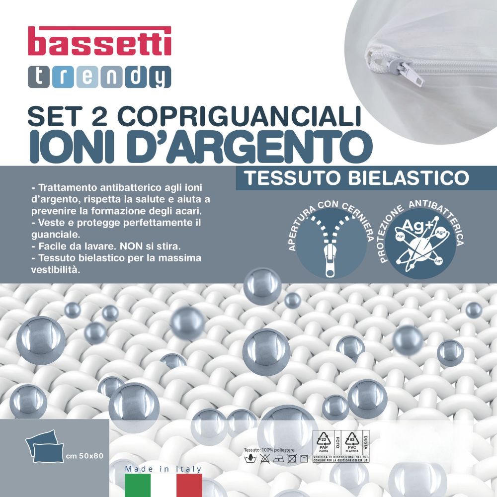 Set 2 copriguanciali ioni d'argento cm 50x80