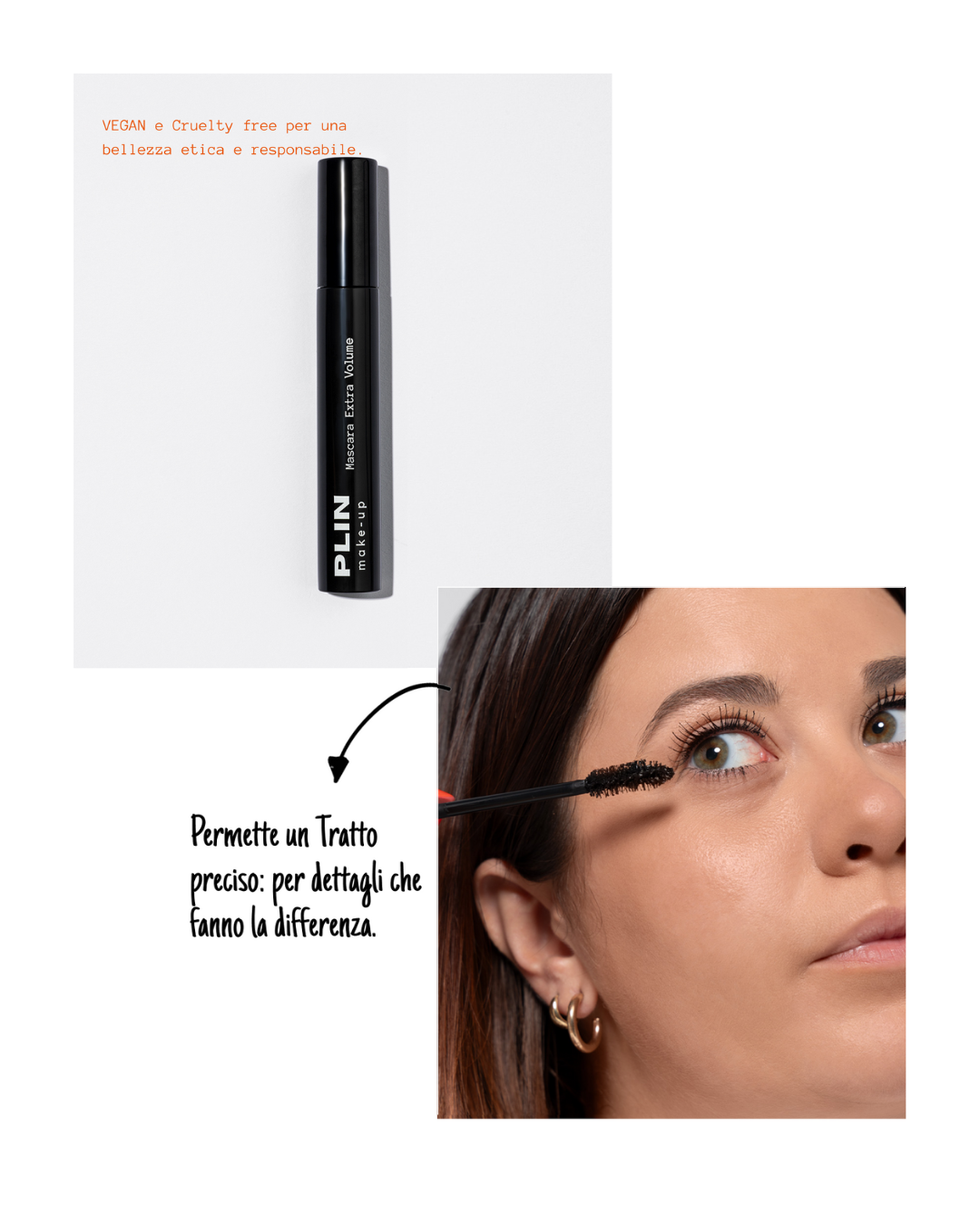 PLIN Mascara Extra Volume e Matita Occhi Nera, con Spugnetta Make-Up