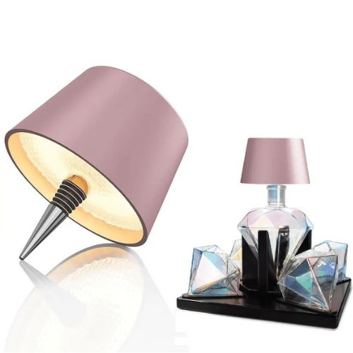 Lampe pour bouteilles rechargeable rose dorée