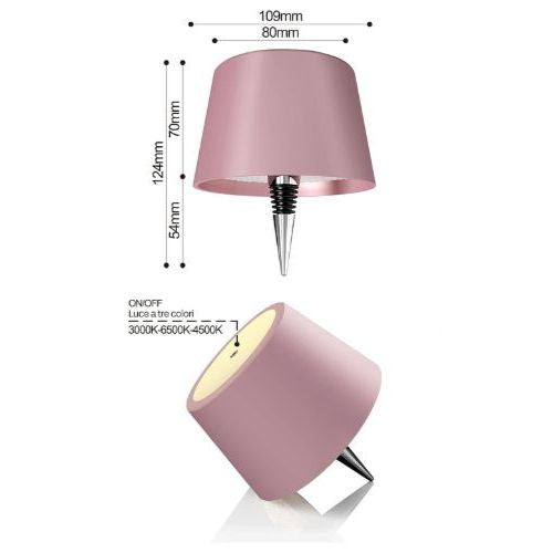 Lampada per Bottiglie Ricaricabile Rosa Dorato